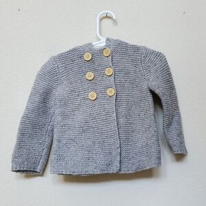Baby Boden Gray Knit Button-Up Badger Jacket.  Size 12-18 mths